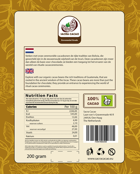 Raw Cacao Beans Bolivia Ceremonial Grade, 200 gram