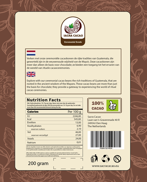Raw Cacao Beans Guatamala Ceremonial Grade, 200 gram